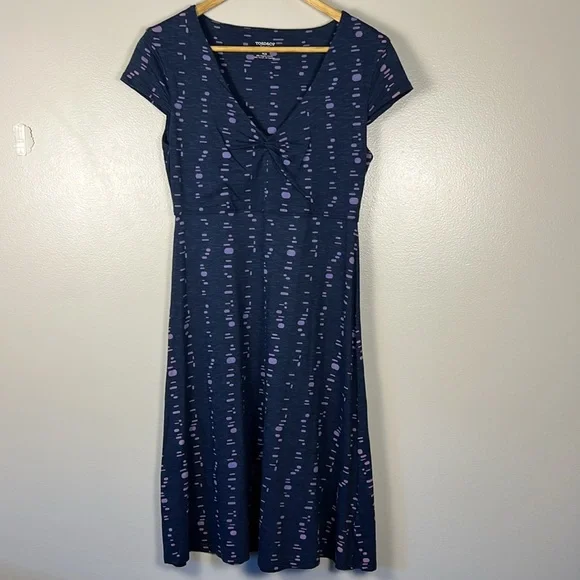 Toad&Co Rosemarie Navy and Light Blue Jersey Knit Dress Size Small EUC - Picture 3 of 16